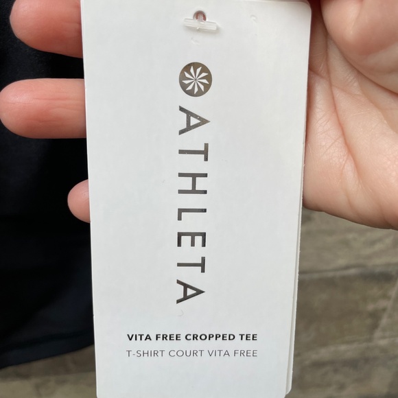 ❤️ ATHLETA VITA FREE BLACK CROPPED TEE TOP SIZE XS NEW - Picture 5 of 7